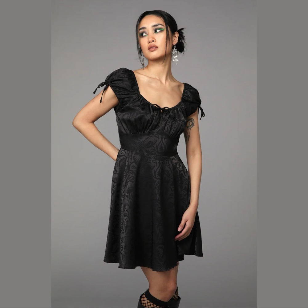 Silky Brocade Mini Dress